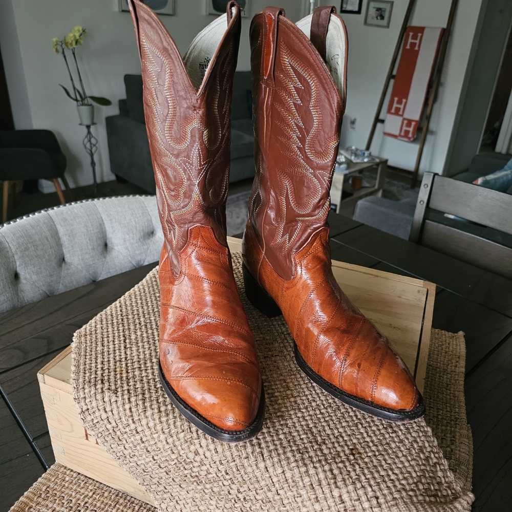 PISTOLERO Genuine EEL Skin Amber Cowboy Boots